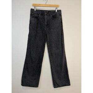 Denim Forum The Farrah Hi-Rise Wide Leg Jeans Washed Black Size 31 100% Cotton